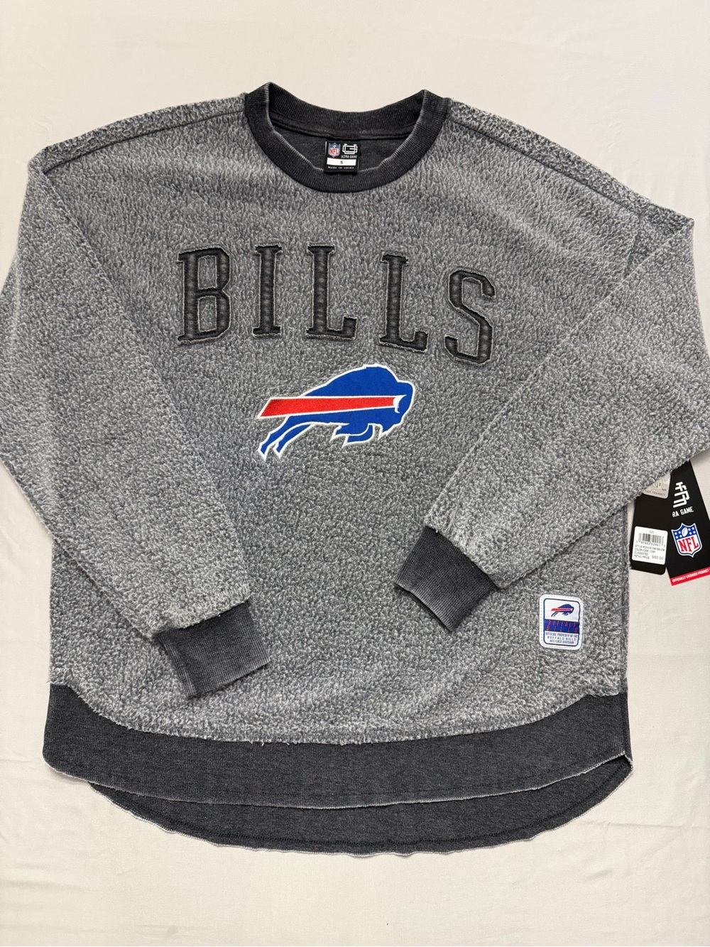 Women’s Gray Small Buffalo Bills Football Sweatshirt Pullover NFL